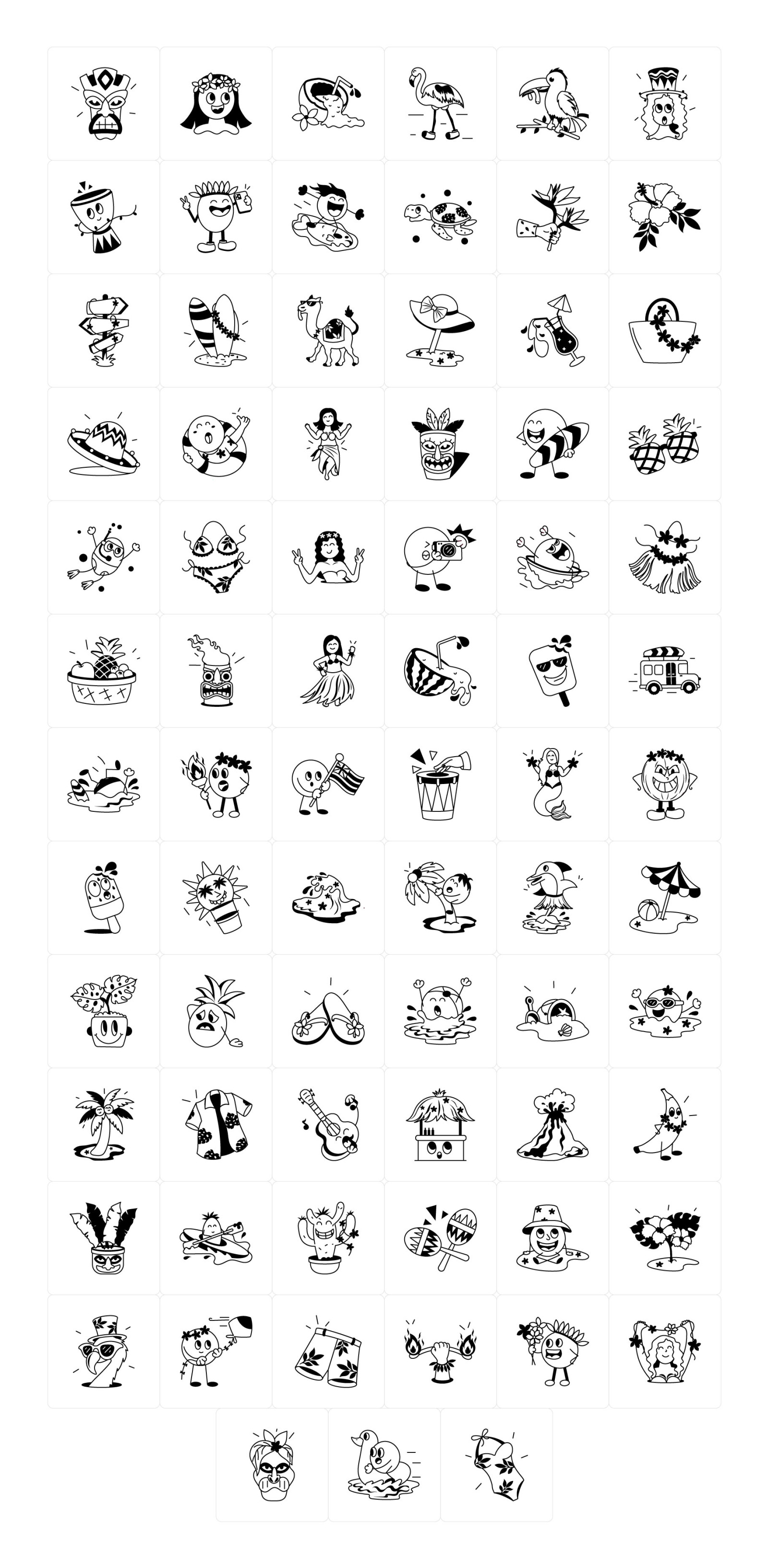 Hawaii Cartoon Stickers Hawaii Cartoon Stickers