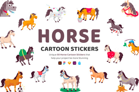 Horse Cartoon Stickers - Sticker