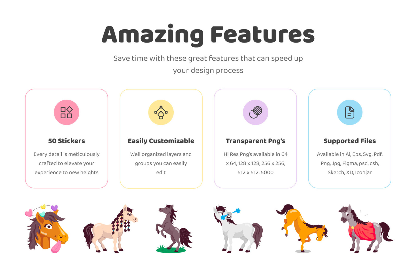 Horse Cartoon Stickers Horse Cartoon Stickers