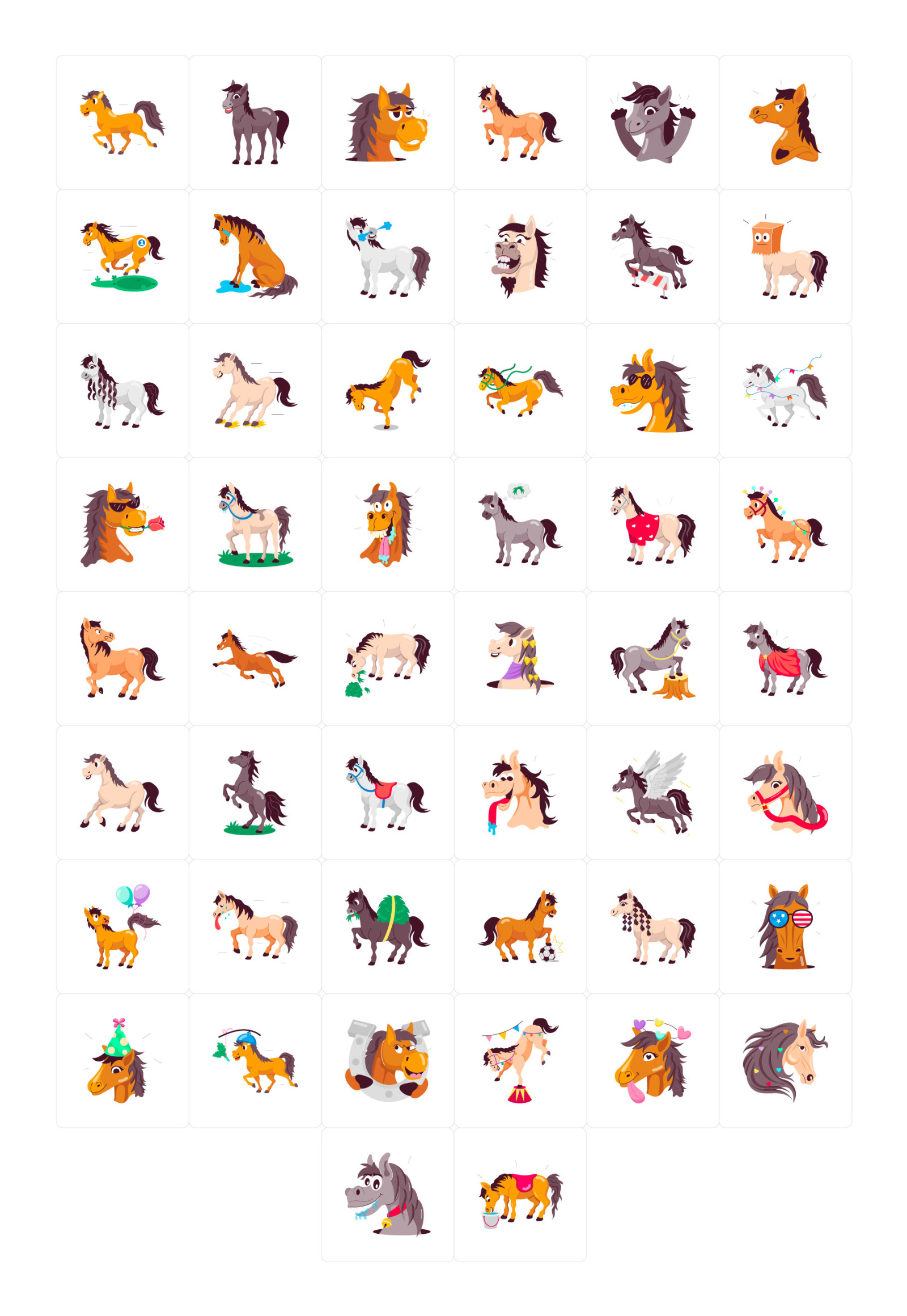 Horse Cartoon Stickers Horse Cartoon Stickers