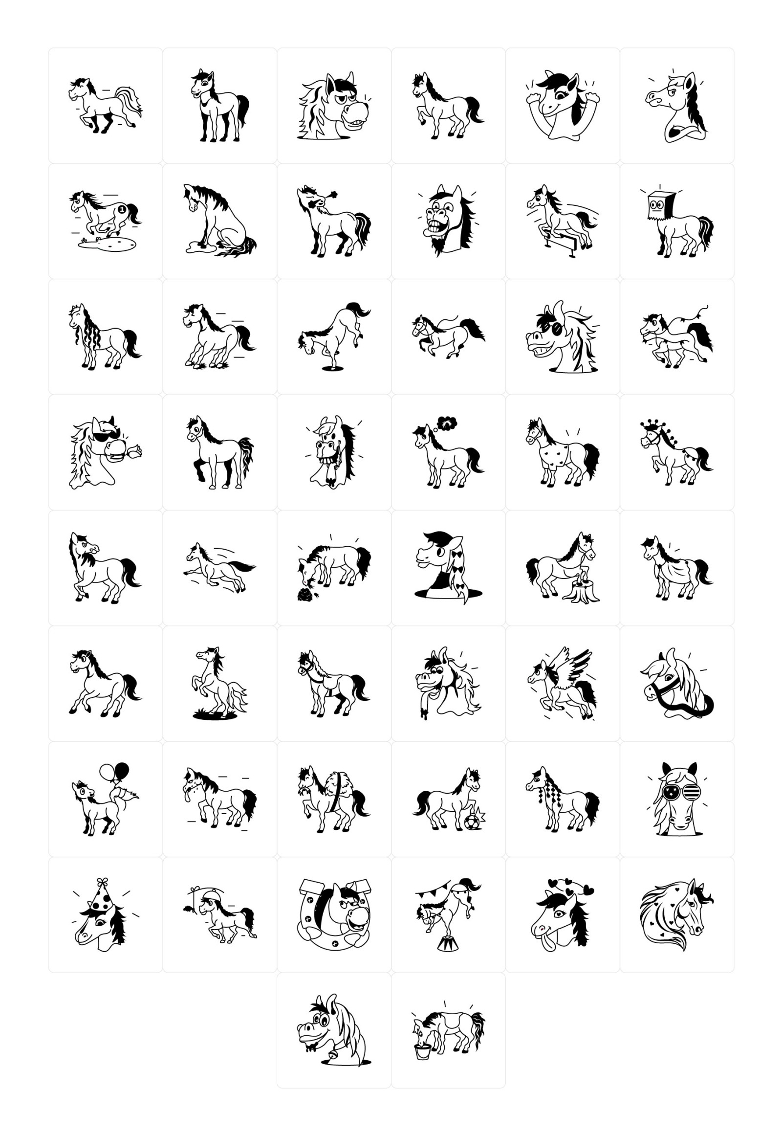 Horse Cartoon Stickers Horse Cartoon Stickers
