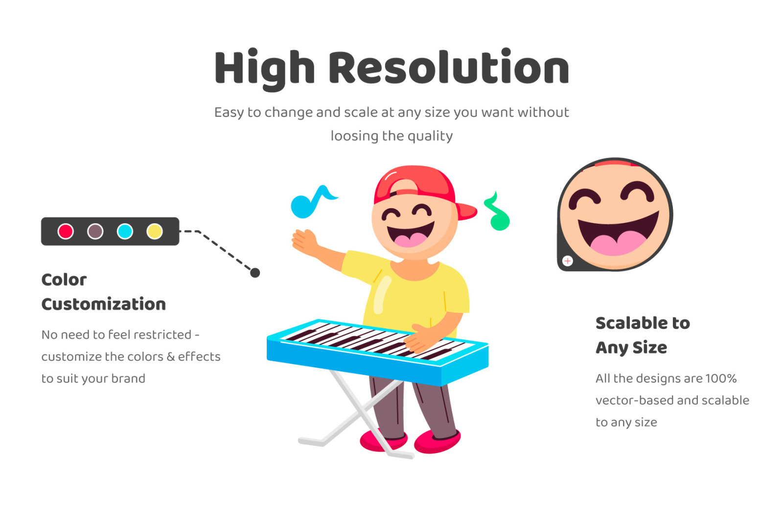 Piano Cartoon Stickers Set Piano Cartoon Stickers Set