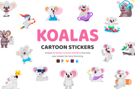 Koalas Cartoon Stickers - Sticker