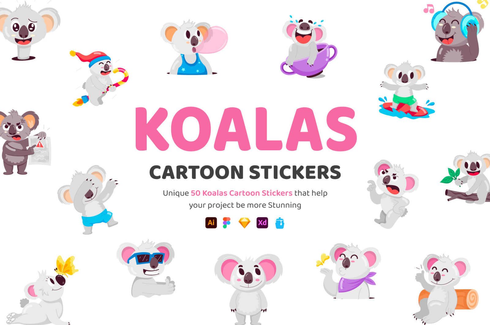 Koala Bear Cartoon Stickers Koala Bear Cartoon Stickers
