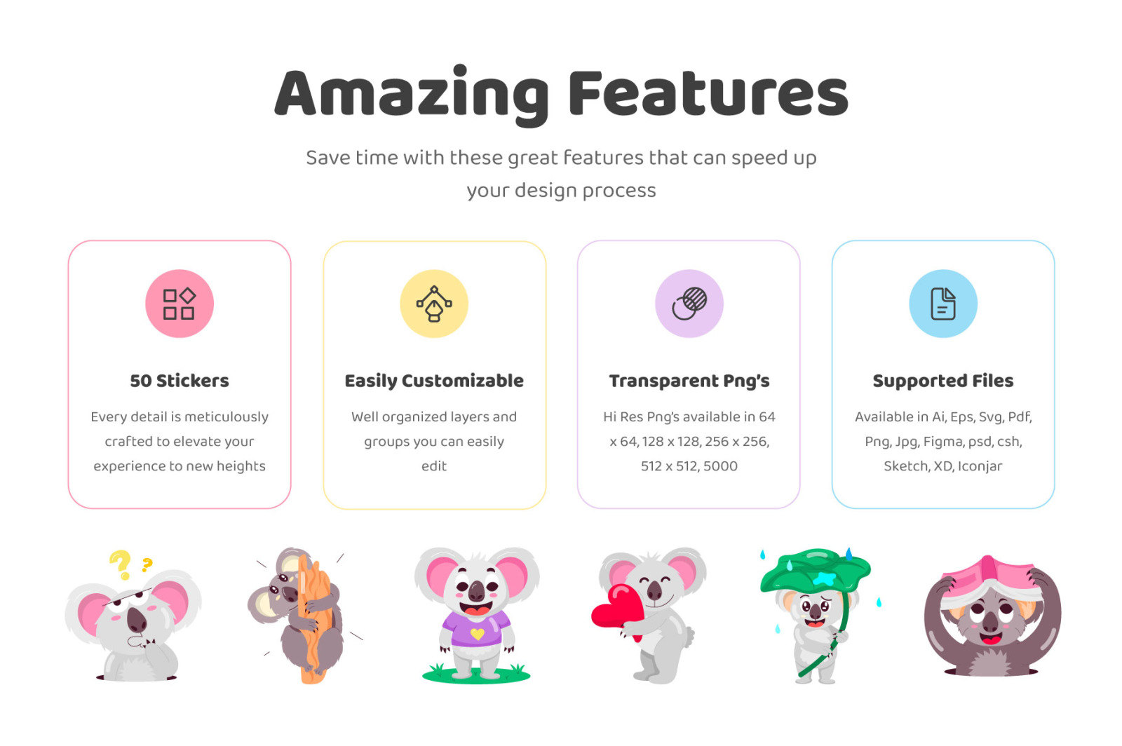 Koala Bear Cartoon Stickers Koala Bear Cartoon Stickers