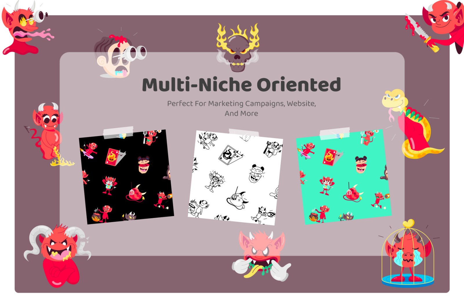 Devil Cartoon Stickers Set Devil Cartoon Stickers Set
