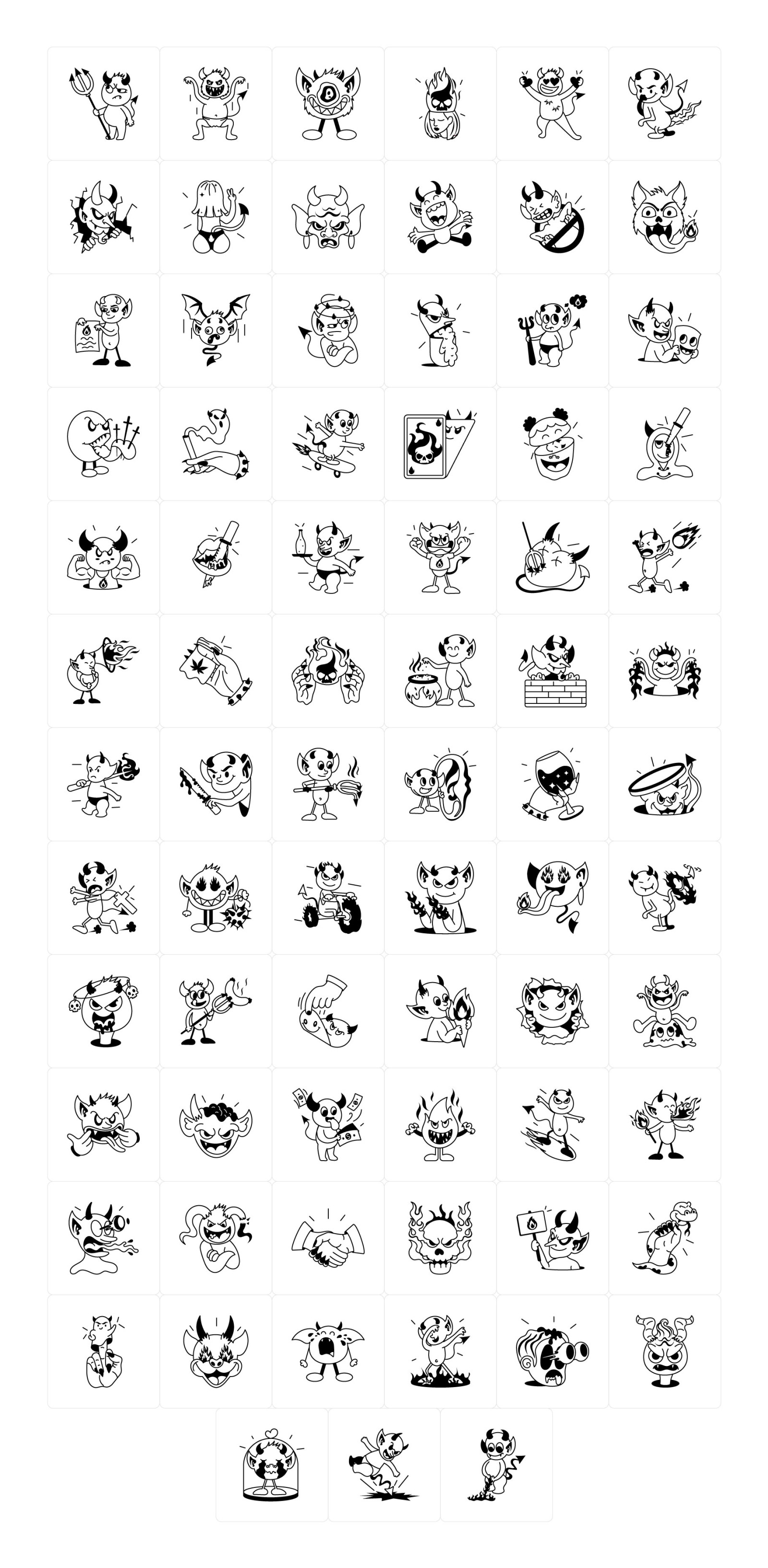 Devil Cartoon Stickers Set Devil Cartoon Stickers Set