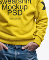 An Elderly Man with Sunglasses Wearing a Sweatshirt and Beanie Hat Mockup