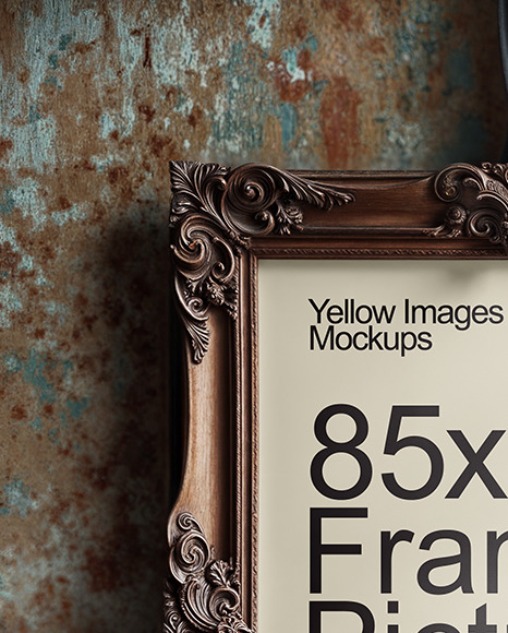 Picture in a Halloween Themed Antique Frame with Pumpkins Mockup
