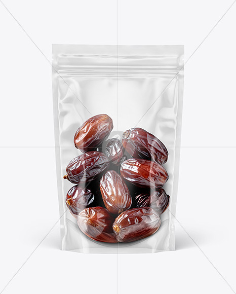 Clear Stand-Up Pouch w/ Dates Mockup