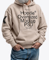 Bearded Elderly Man with Sunglasses Wearing Hoodie and Beanie Hat Mockup