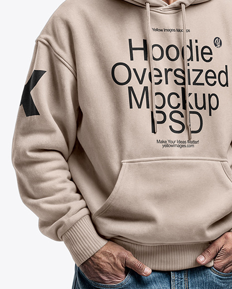 Bearded Elderly Man with Sunglasses Wearing Hoodie and Beanie Hat Mockup