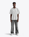 A Black Man Wearing a Baseball Jersey and Wide Jeans Mockup