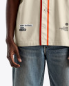 A Black Man Wearing a Baseball Jersey and Wide Jeans Mockup