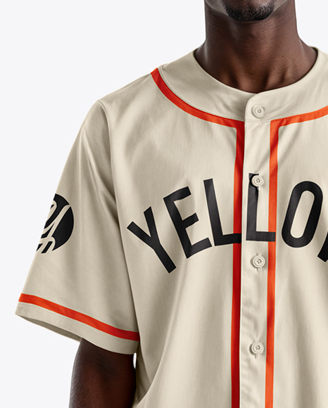 A Black Man Wearing a Baseball Jersey and Wide Jeans Mockup