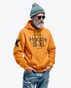 An Old Man with Sunglasses Wearing a Hoodie and Beanie Hat Mockup