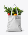 Canvas Tote Bag with Vegetables Mockup