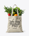 Canvas Tote Bag with Vegetables Mockup