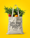 Canvas Tote Bag with Vegetables Mockup