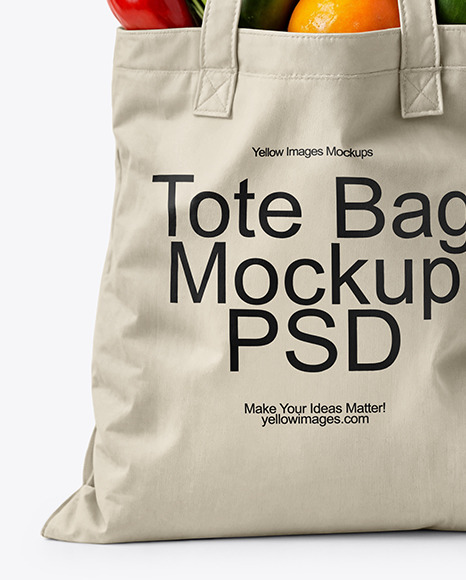 Canvas Tote Bag with Vegetables Mockup