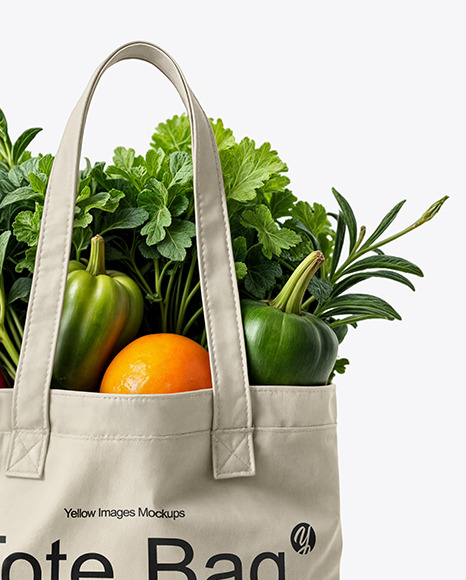 Canvas Tote Bag with Vegetables Mockup