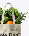 Canvas Tote Bag with Vegetables Mockup