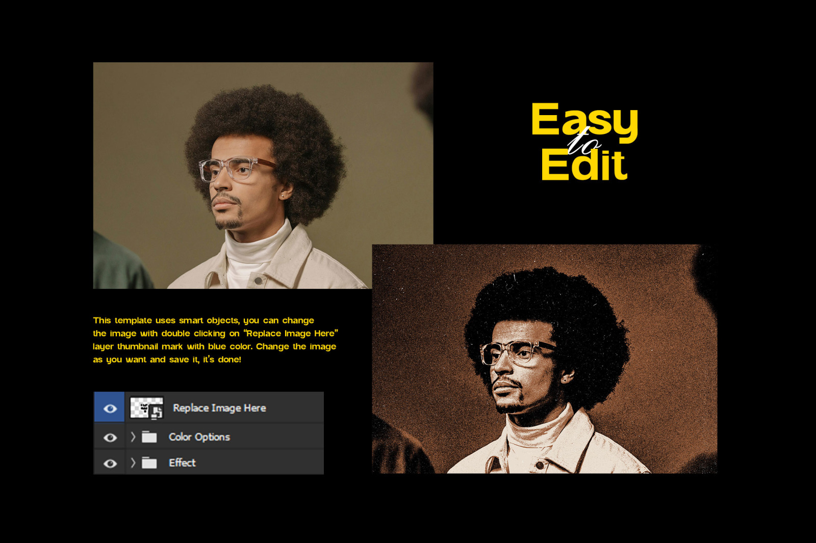 Retro grain photo effect