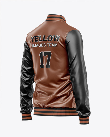 Iconic American Leather Varsity Jacket Mockup