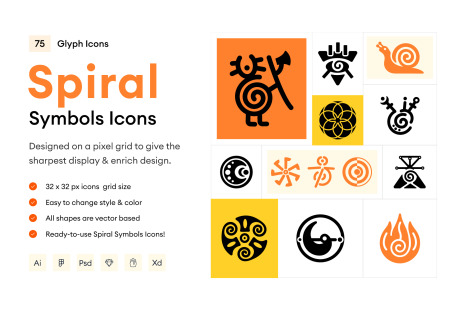 Spiral Symbols Icon Set - Glyph designs