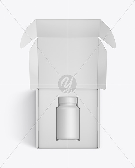 Opened Paper Box With Matte Plastic Bottle Mockup