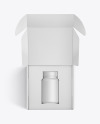 Opened Paper Box With Matte Plastic Bottle Mockup