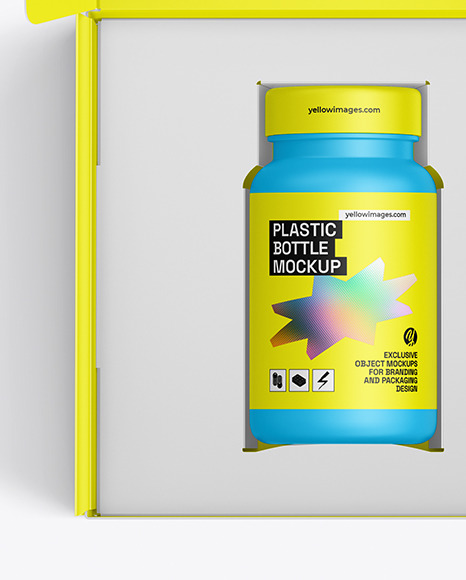 Opened Paper Box With Matte Plastic Bottle Mockup