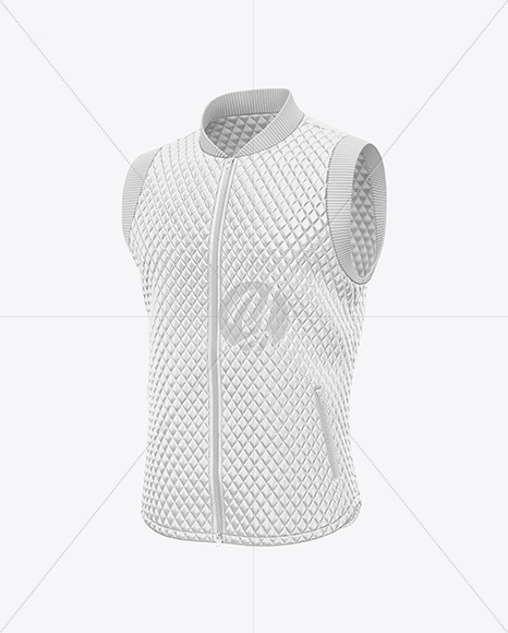 Glossy Quilted Vest Mockup - Half Side View