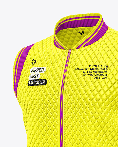 Glossy Quilted Vest Mockup - Half Side View