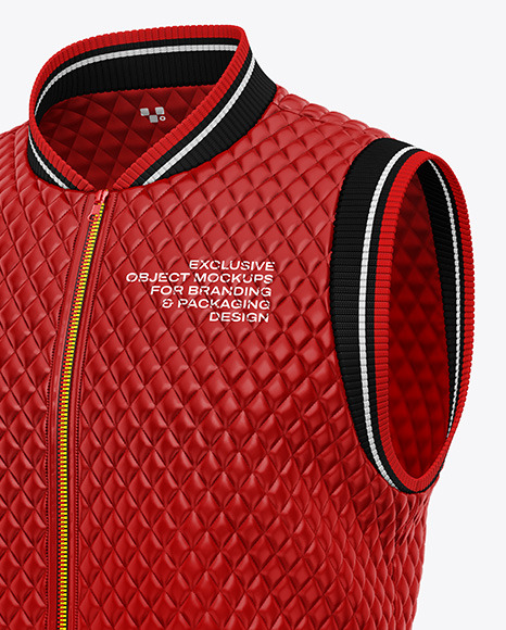 Glossy Quilted Vest Mockup - Half Side View