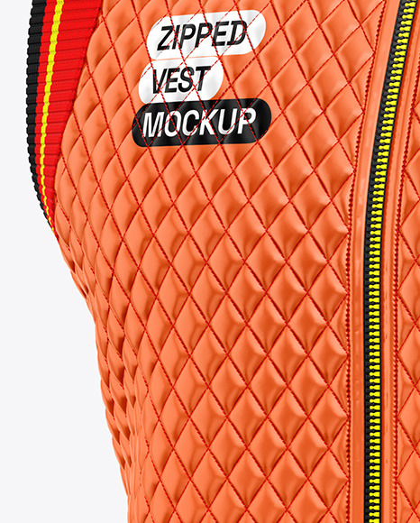 Glossy Quilted Vest Mockup - Half Side View