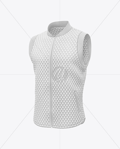 Matte Quilted Vest Mockup - Half Side View