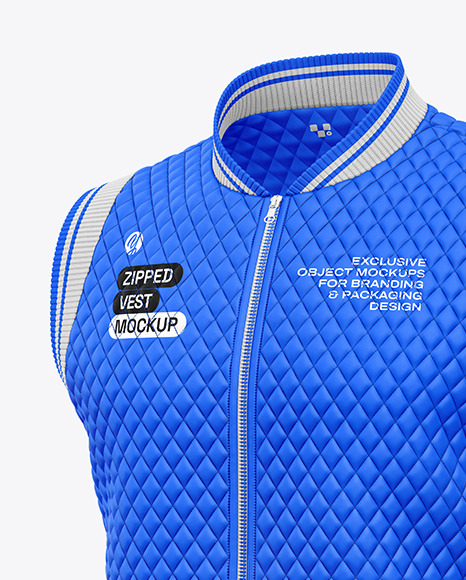 Matte Quilted Vest Mockup - Half Side View