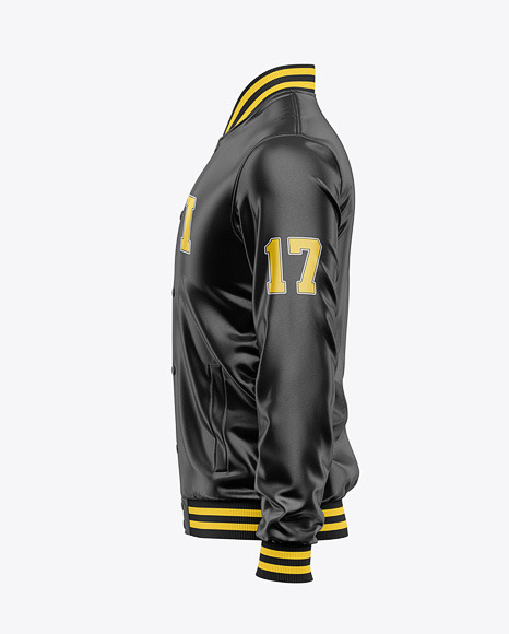 Iconic American Leather Varsity Jacket Mockup - Blazer mockup psd