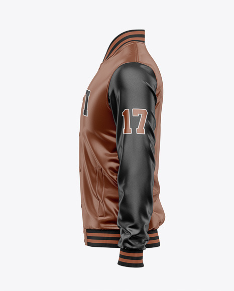 Iconic American Leather Varsity Jacket Mockup