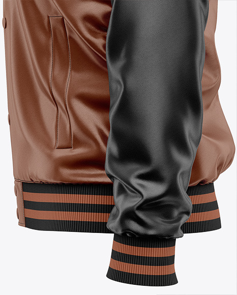 Iconic American Leather Varsity Jacket Mockup