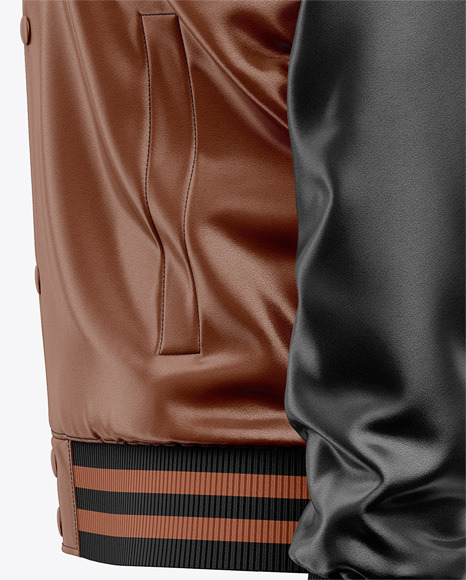 Iconic American Leather Varsity Jacket Mockup