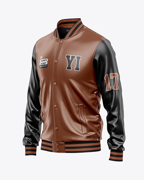 Iconic American Leather Varsity Jacket Mockup