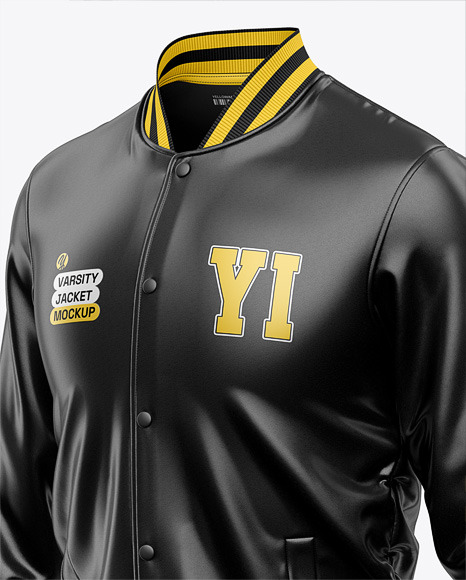 Iconic American Leather Varsity Jacket Mockup