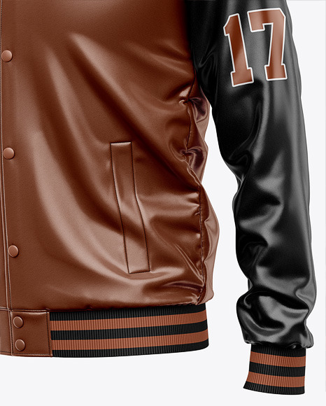 Iconic American Leather Varsity Jacket Mockup