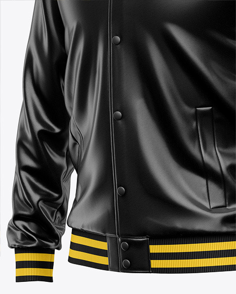 Iconic American Leather Varsity Jacket Mockup