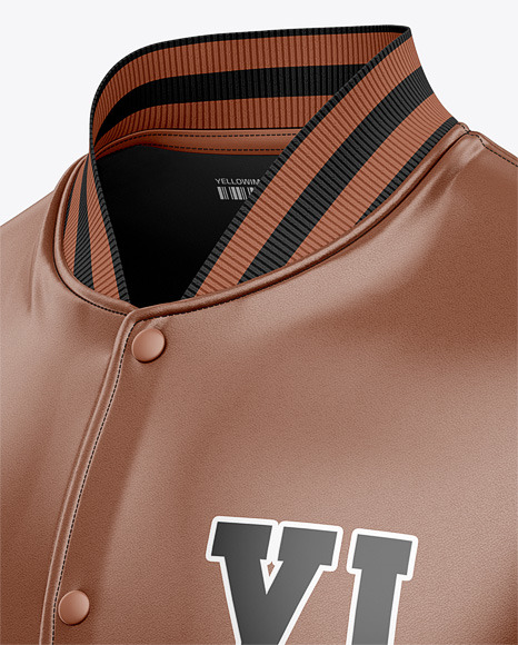 Iconic American Leather Varsity Jacket Mockup