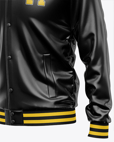 Iconic American Leather Varsity Jacket Mockup