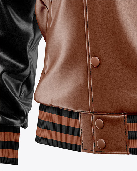 Iconic American Leather Varsity Jacket Mockup