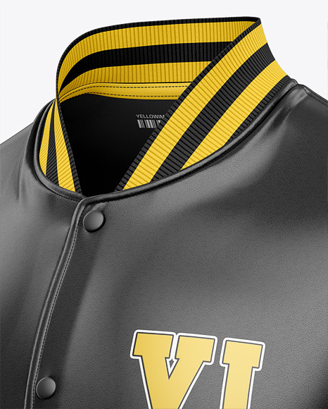 Iconic American Leather Varsity Jacket Mockup